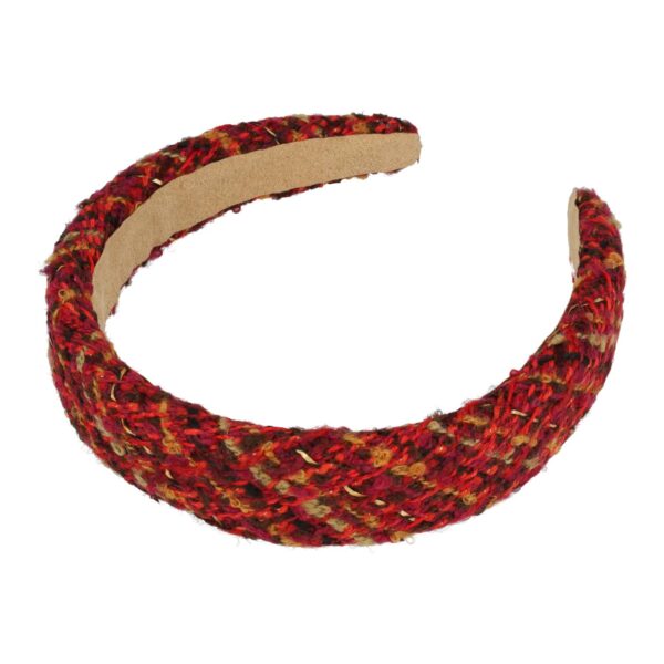 diadeem geweven rood_3 Haarband Diadeem 3cm – Zacht Gevuld – Geweven Stof – Rood