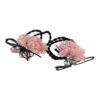 elastiek bloem facet kraal_11 Haarelastieken – Bloem 4cm – Kanten Stof & Facetkralen – Zwart Roze – Set van 2