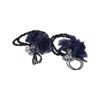 elastiek bloem facet kraal_14 Haarelastieken – Bloem 4cm – Kanten Stof & Facetkralen – Zwart Blauw – Set van 2
