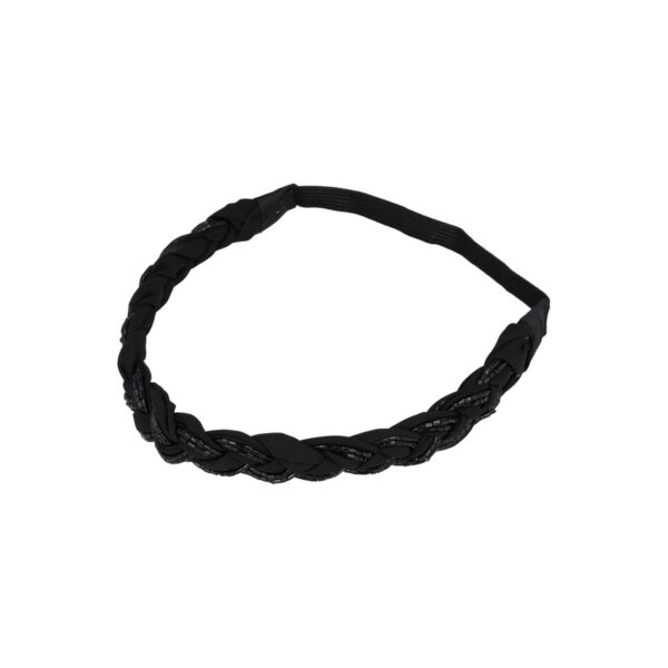 Haarband gevlochten - Kraaltjes jersey 2cm - Zwart