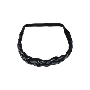 Haarband gevlochten - Kraaltjes jersey 2cm - Zwart grijs