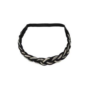 Haarband gevlochten - Kraaltjes jersey 2cm - Zwart zilver