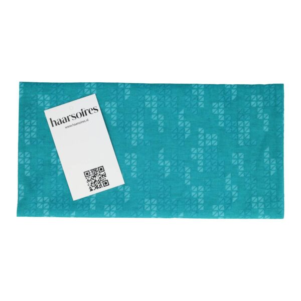 haarband multifunctioneel blok print_2 Haarband multifunctioneel - Blok patroon 45x25cm - Blauw groen