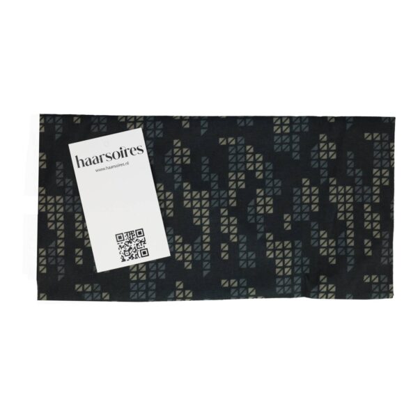 haarband multifunctioneel blok print_8 Haarband multifunctioneel - Blok patroon 45x25cm - Zwart
