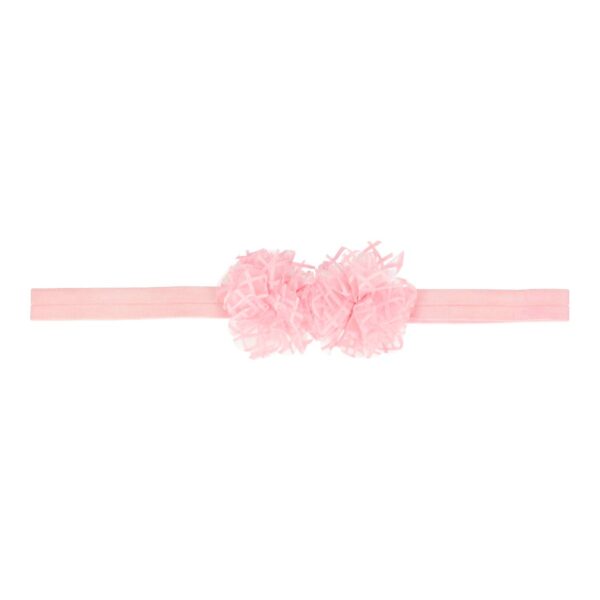 haarband smal dubbele bloem tulle stof grijs roze wit_1 Haarband bloem - Smal tule stof - Roze