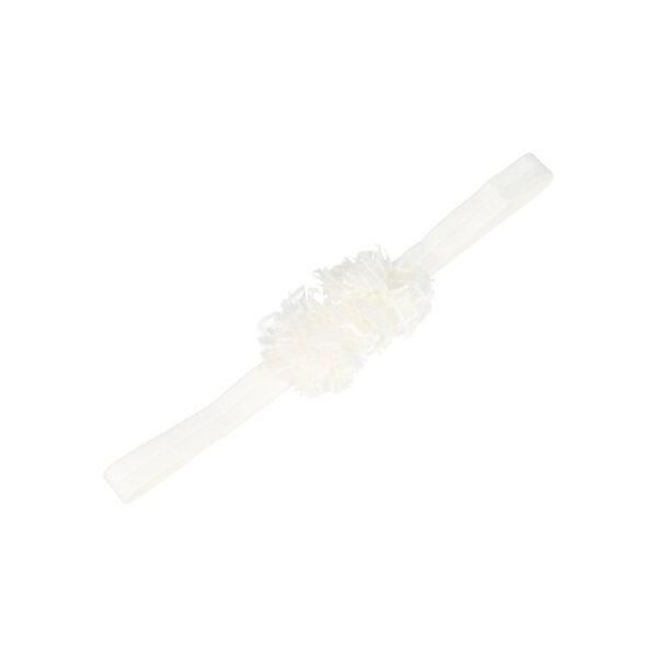 haarband smal dubbele bloem tulle stof grijs roze wit_7 Haarband bloem - Smal tule stof - Wit