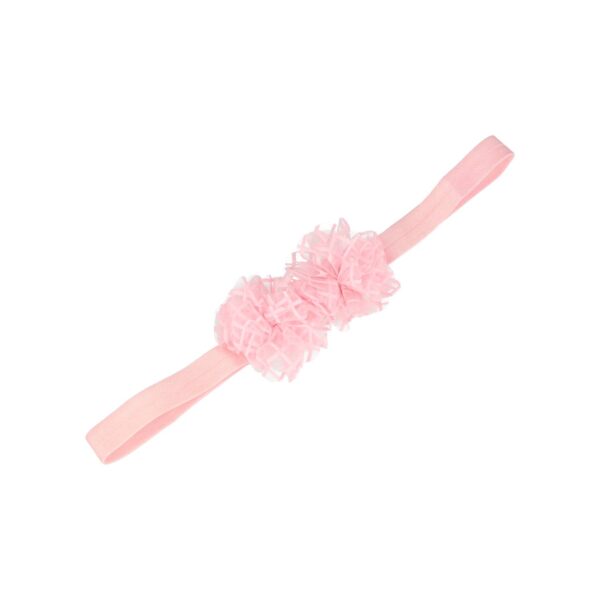 haarband smal dubbele bloem tulle stof grijs roze wit_8 Haarband bloem - Smal tule stof - Roze