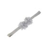 haarband smal dubbele bloem tulle stof grijs roze wit_9 Haarband bloem - Smal tule stof - Grijs