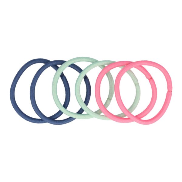 Haarelastieken basic - Zonder metaal - Roze groen blauw - Set van 6