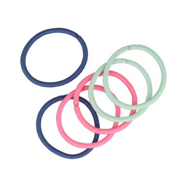 Haarelastieken basic - Zonder metaal - Roze groen blauw - Set van 6