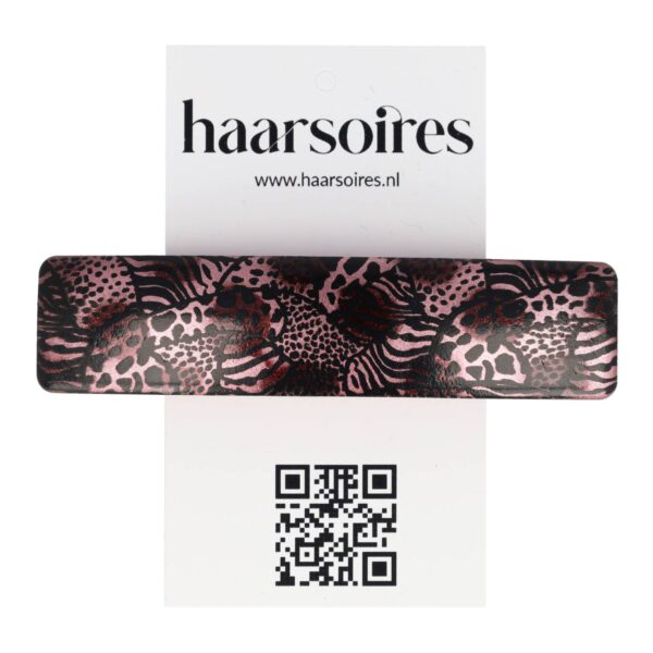 haarspeld panter buin roze goud 9cm_13 Haarspeld 9 cm – Panter Fantasie Print – Zwart & Roze