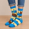 sokken-streep-hond-blauw Sokken Katoen - Honden Streep Print – Blauw Beige – Maat 38-45