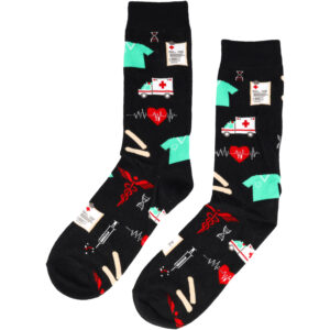 2246-socks-print_4 Sokken katoen – ziekenhuis accessoires print – zwart wit rood – maat 38-45
