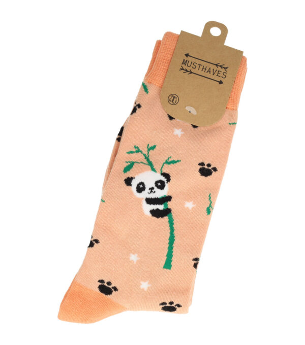 24-funny_3 Sokken katoen – panda print - oranje zwart wit – maat 36-43