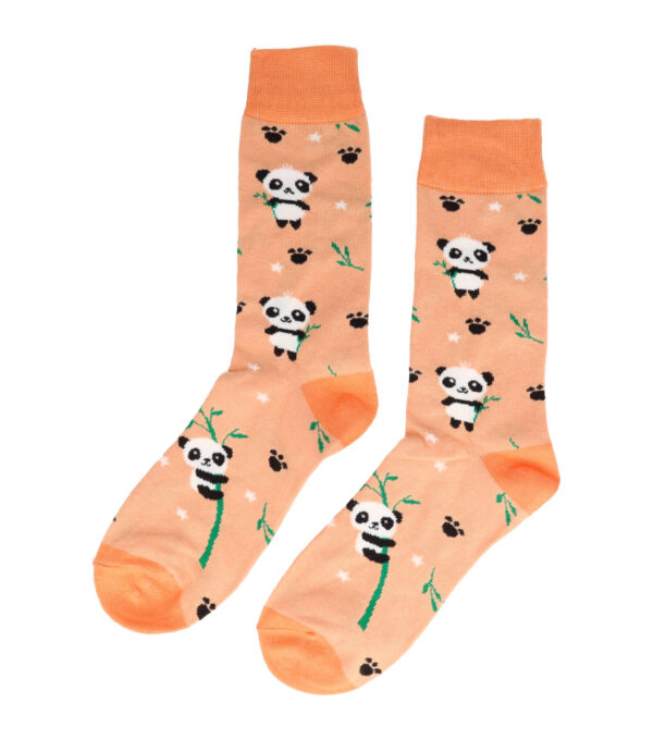 24-funny_8 Sokken katoen – panda print - oranje zwart wit – maat 36-43