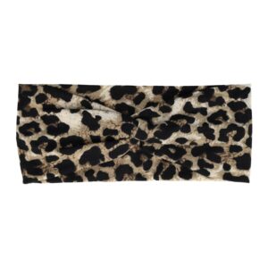 Haarband Twist 9cm – Panterprint – Jersey Stof – Beige Creme Zwart