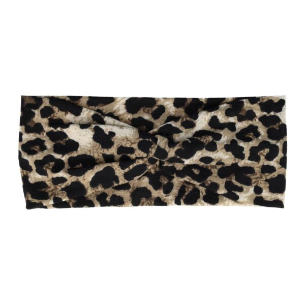 Haarband twist panter 9cm bruin grijs_3 Haarband Twist 9cm – Panterprint – Jersey Stof – Beige Creme Zwart