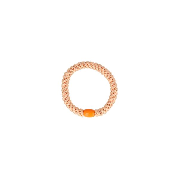 Hair tie oranje zwart wit roos_12 Haarelastieken basic - Hair Tie - Licht oranje - Set van 5