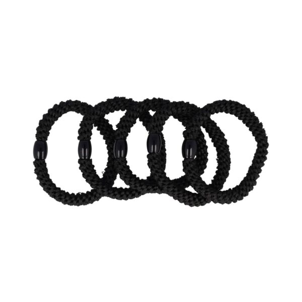 Hair tie oranje zwart wit roos_13 Haarelastieken basic - Hair Tie - Zwart - Set van 5