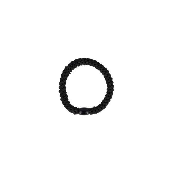 Hair tie oranje zwart wit roos_16 Haarelastieken basic - Hair Tie - Zwart - Set van 5