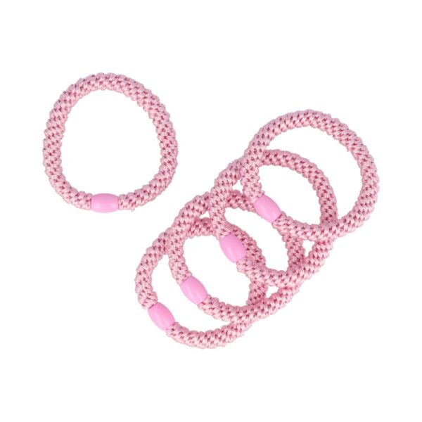 Hair tie oranje zwart wit roos_2 Haarelastieken basic - Hair Tie - Roze - Set van 5