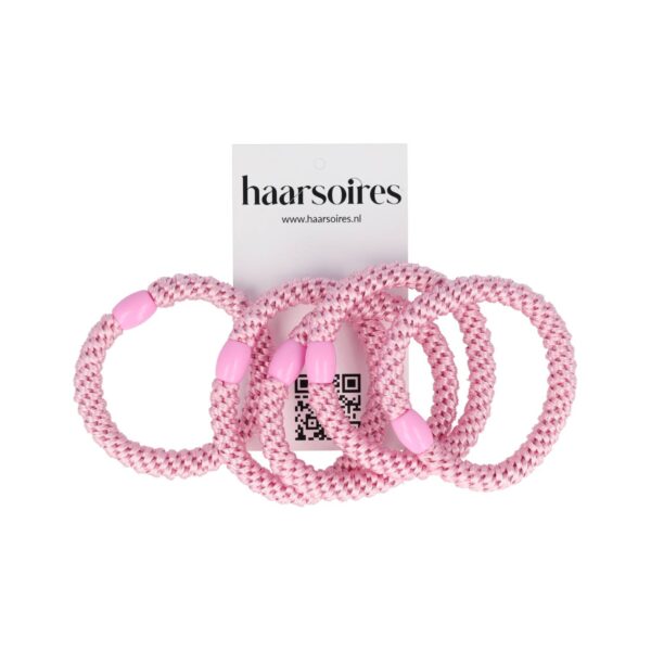 Hair tie oranje zwart wit roos_3 Haarelastieken basic - Hair Tie - Roze - Set van 5