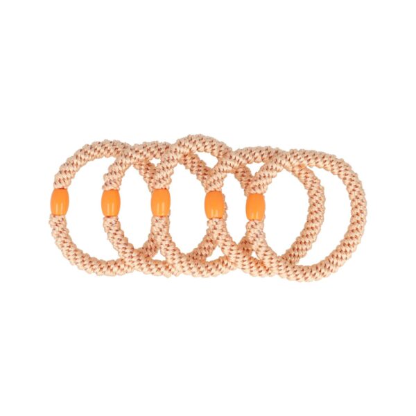 Hair tie oranje zwart wit roos_9 Haarelastieken basic - Hair Tie - Licht oranje - Set van 5