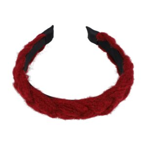 Haarband Diadeem 2,5cm – Gevlochten Wollige Stof – Donkerrood