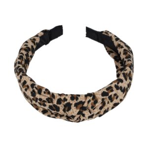 Haarband Diadeem 3cm – Knoop & Panterprint Stof – Beige Bruin Zwart