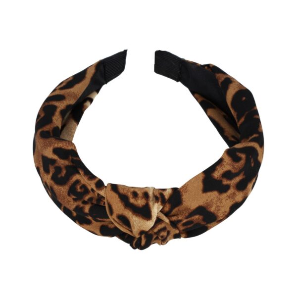 diadeem panter knoop bruin_5 Haarband Diadeem 3cm – Knoop & Panterprint Stof – Bruin Zwart