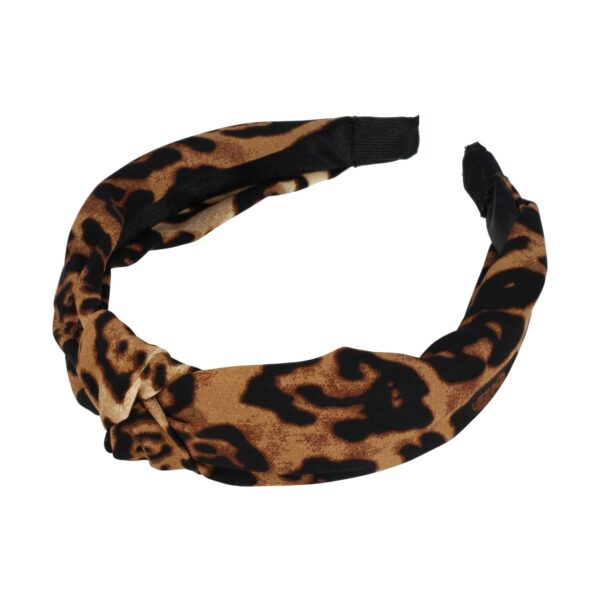 diadeem panter knoop bruin_6 Haarband Diadeem 3cm – Knoop & Panterprint Stof – Bruin Zwart