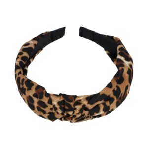 Haarband Diadeem 3cm – Knoop & Panterprint Stof – Bruin Wit Zwart