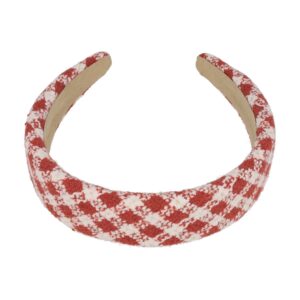 Haarband Diadeem 3cm – Zacht Gevuld – Ruitprint Stof – Rood Wit