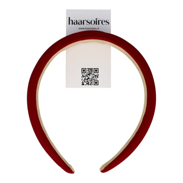 diadeem velvet donker rood_3 Haarband Diadeem 3cm – Zacht Gevuld – Velvet Stof – Donkerrood