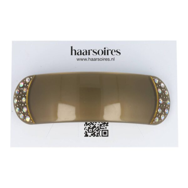 haarspeld afgerond groen strass_5 Haarspeld Groen Glanzend – 9 cm – Afgerond – Met Strass & Glitter Steentjes - Patentspeld Haarclip
