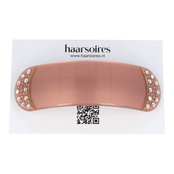 haarspeld afgerond roze strass_2 Haarspeld Roze Glanzend – 9 cm – Afgerond – Met Strass & Glitter Steentjes - Patentspeld Haarclip