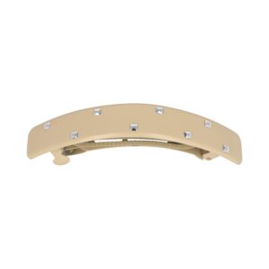Haarspeld Glanzend Beige – Rechte Patentspeld 9cm – Met Zilverkleurige Studs – Stoer & Elegant