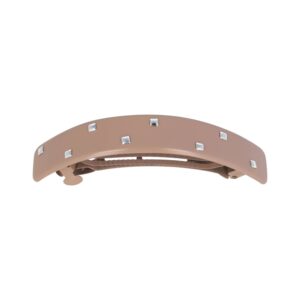 Haarspeld Glanzend Bruin – Rechte Patentspeld 9cm – Met Zilverkleurige Studs – Stoer & Elegant