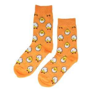 sokken ei kuiken oranje_1 Sokken katoen – kuiken ei print - oranje - maat 36-43