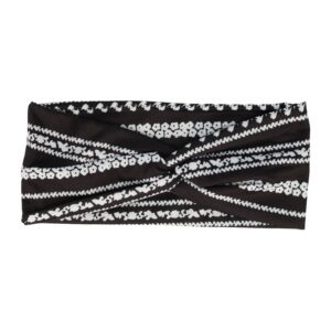 Haarband Twist 9cm – Bloemenprint Ibiza Streep – Jersey Stof – Zwart wit