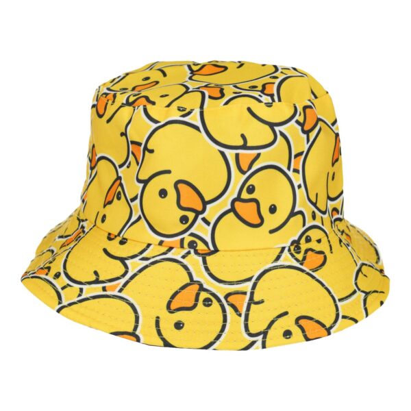 Bucket Hat Hoedje – Badeendjes Print Omkeerbaar – One Size – Geel Oranje