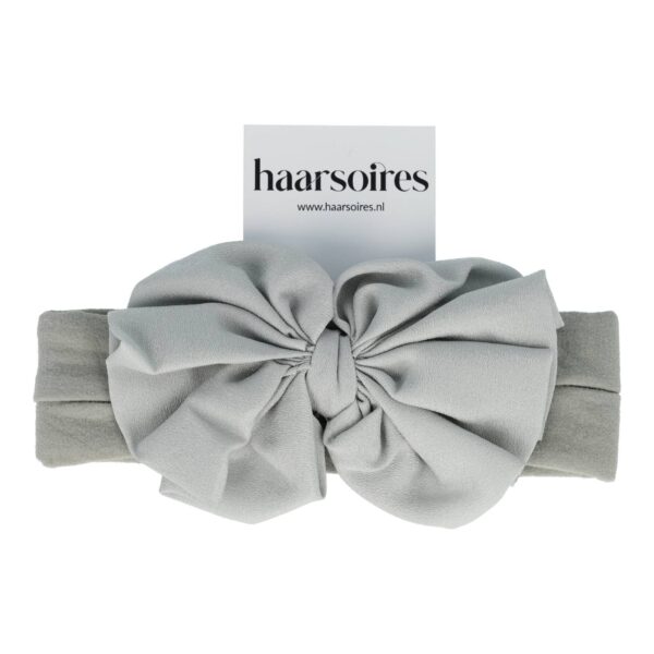 haarband baby strik grijs_2 Haarband sierband - Strikje 10cm baby - Grijs