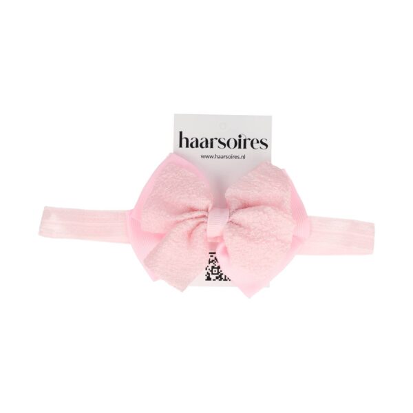 haarband baby strikje roze wit blauw_6 Haarband sierband - Strikje baby - Roze