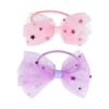 haarelastiek strik duo kleuren_3 Haarelastieken – Strik 9cm – Tule Stof & Glitters – Roze Paars – Set van 2