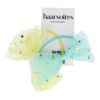 haarelastiek strik duo kleuren_6 Haarelastieken – Strik 9cm – Tule Stof & Glitters – Geel Blauw – Set van 2