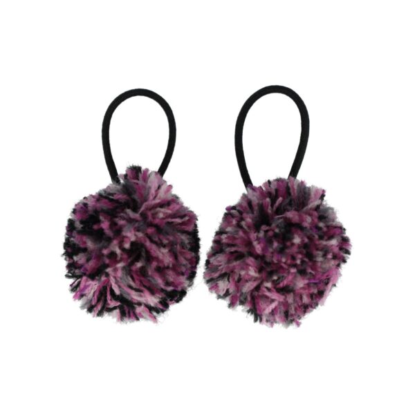 haarelastieken pompom color_1 Haarelastieken – Pompom 4cm – Multicolor Paars – Set van 2