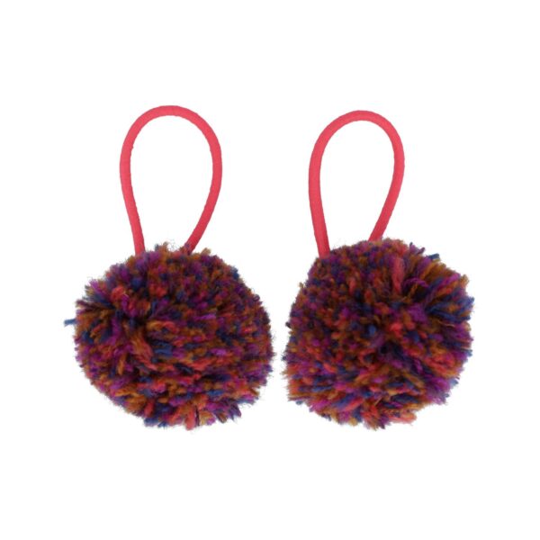 haarelastieken pompom color_3 Haarelastieken – Pompom 4cm – Multicolor Roze – Set van 2