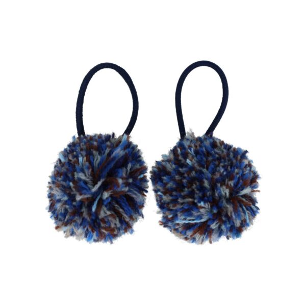 haarelastieken pompom color_5 Haarelastieken – Pompom 4cm – Multicolor Blauw – Set van 2
