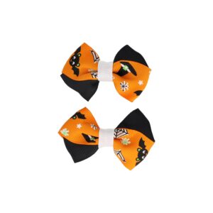 Haarspeld Duckklemmen 6cm – Halloween Griezelprint Strikje – Oranje Wit Zwart – Set van 2