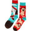 2368-funny1_3 Sokken Katoen - Hond en Hondenhok Print - Rood Blauw - Maat 38-45